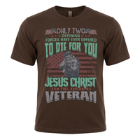 Load image into Gallery viewer, ONLY TWO FORCES HAVE EVER OFFERED TO DIE FOR YOU JESUS CHRIST AND THE AMERICAN VETERAN  T-Shirt, Crafted from Gildan Cotton