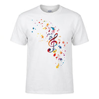 Load image into Gallery viewer, Colorful Music Notes T-Shirt – Treble Clef Music Lover Graphic Tee