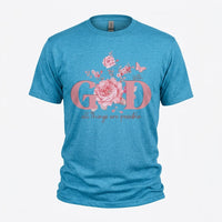 Load image into Gallery viewer, With God All Things Are Possible Women’s Christian T-Shirt – Floral Faith Inspirational Tee