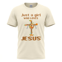 Load image into Gallery viewer, Just a Girl Who Loves Jesus Christian T-Shirt – Floral Cross Faith Tee