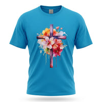 Load image into Gallery viewer, Watercolor Floral Cross Christian T-Shirt – Faith in Bloom