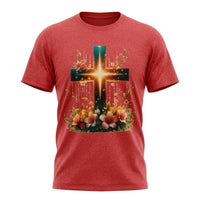 Load image into Gallery viewer, Radiant Cross &amp; Flowers Christian T-Shirt – Faith in Bloom