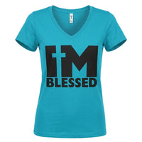 Load image into Gallery viewer, I’m Blessed Women’s Christian V-Neck T-Shirt – Bold Faith Tee