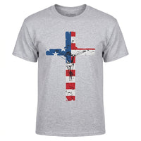 Load image into Gallery viewer, Faith &amp; Freedom American Flag Cross T-Shirt – Jesus Crucifix Patriotic Christian Tee